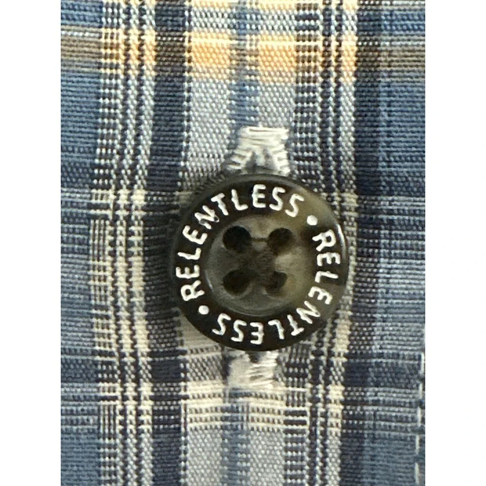 Ariat Relentless Mens Medium Plaid Button Down Shirt Blue Stretch L/S - Picture 3 of 10